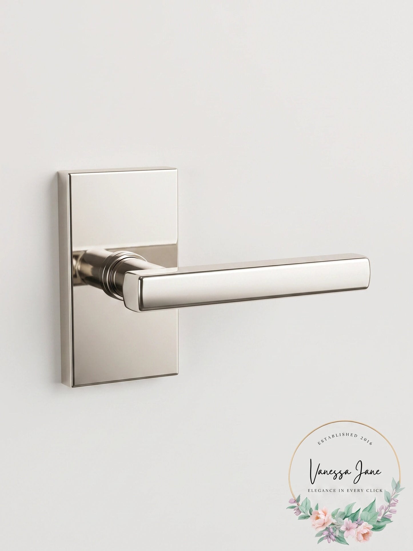 Emtek Modern Rectangular Rosette with Freestone Dummy Leverset, Satin Nickel