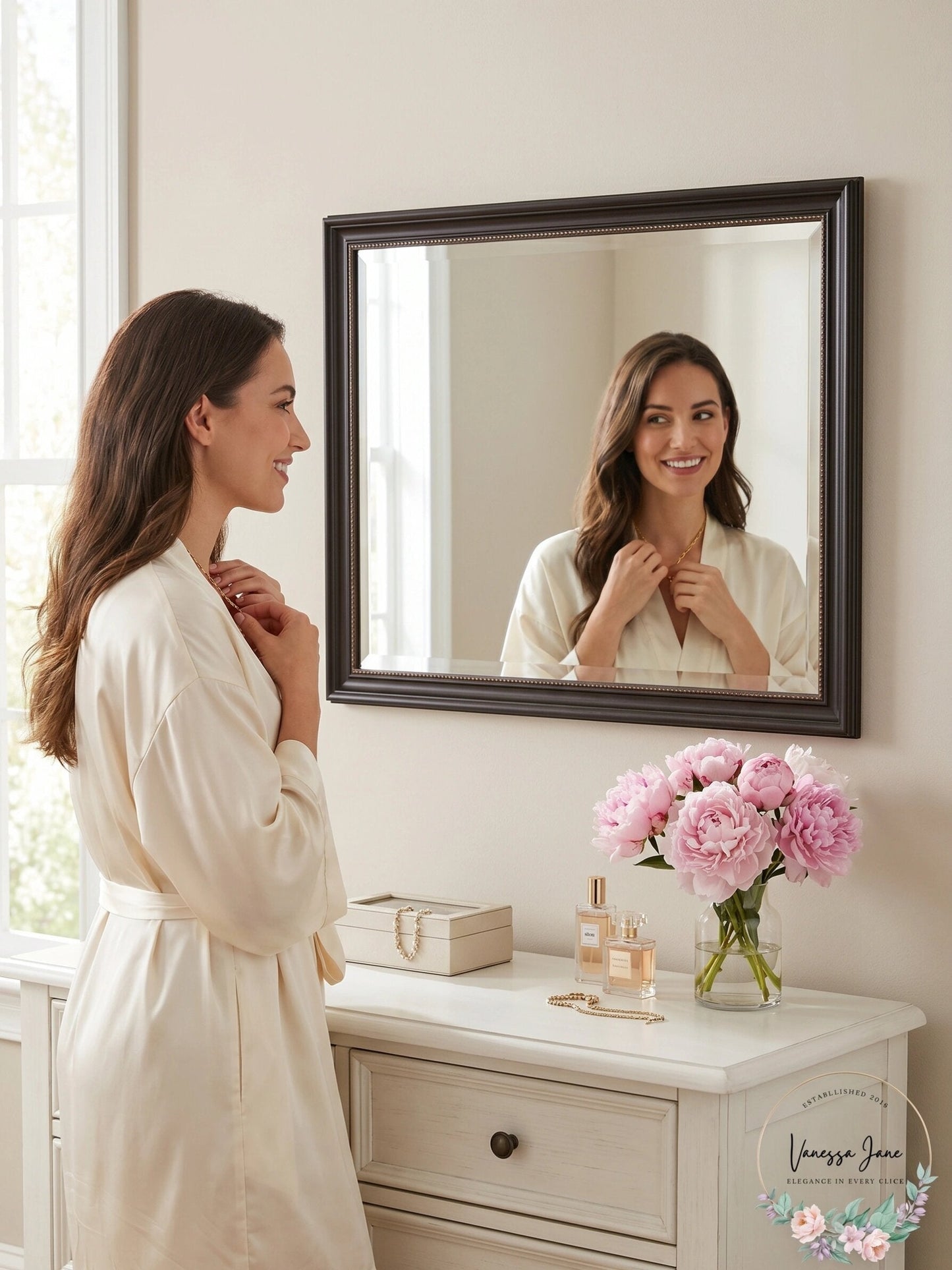 Amanti Art Medium Rectangle Bronze Bronze/Copper Metallic Modern Mirror