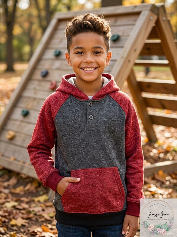 Univibe Big Boys Colorblocked Henley Hoodie