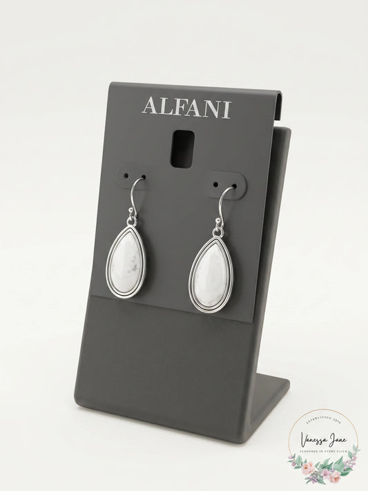 Alfani Women's Silver-Tone Stone Teardrop Drop Earrings