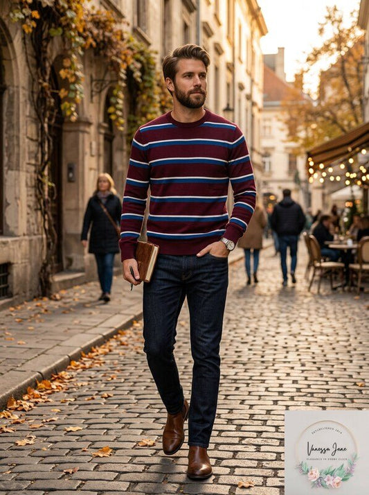 Calvin Klein Mens Bi-Color Striped Sweater