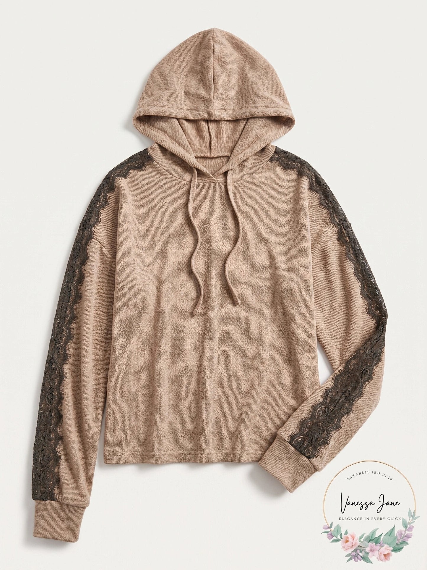 Ultra Flirt by Ikeddi Juniors Lace-Trimmed Marled Hoodie
