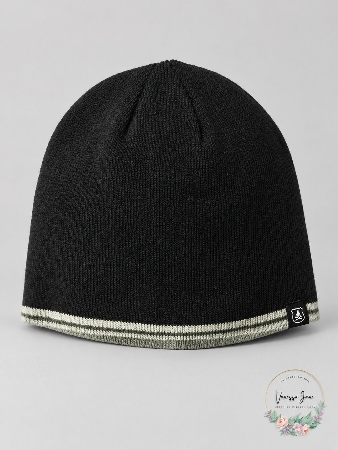 Mens Nick Graham Striped Edge Beanie, Black OS
