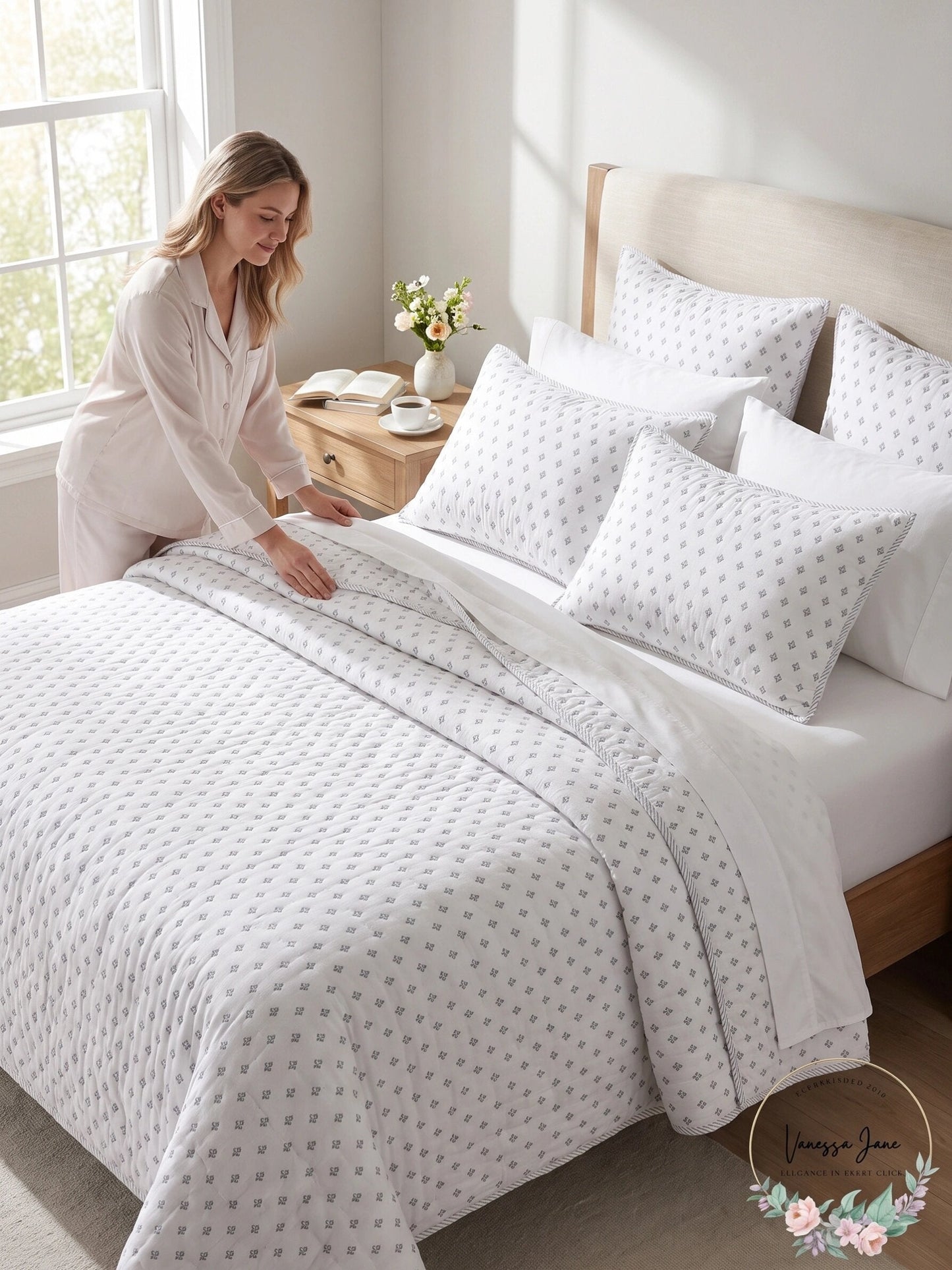 Sky Scallop Reversible Coverlet