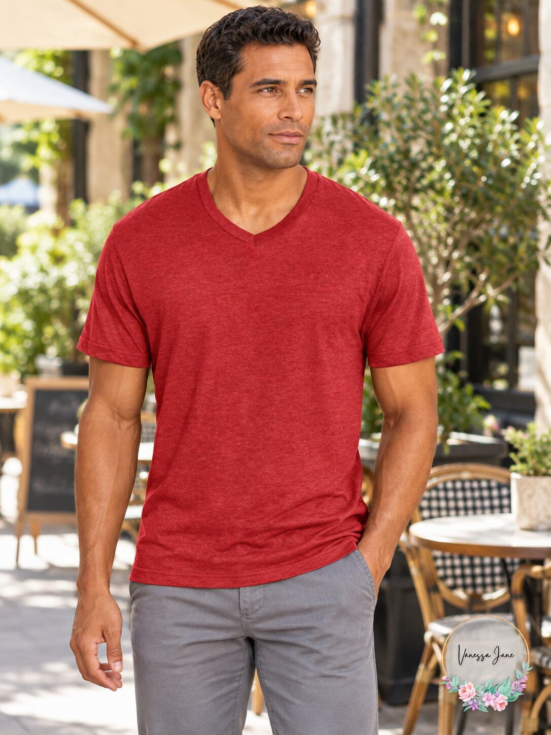 Alfani Mens Cotton V-Neck Heathered Undershirt