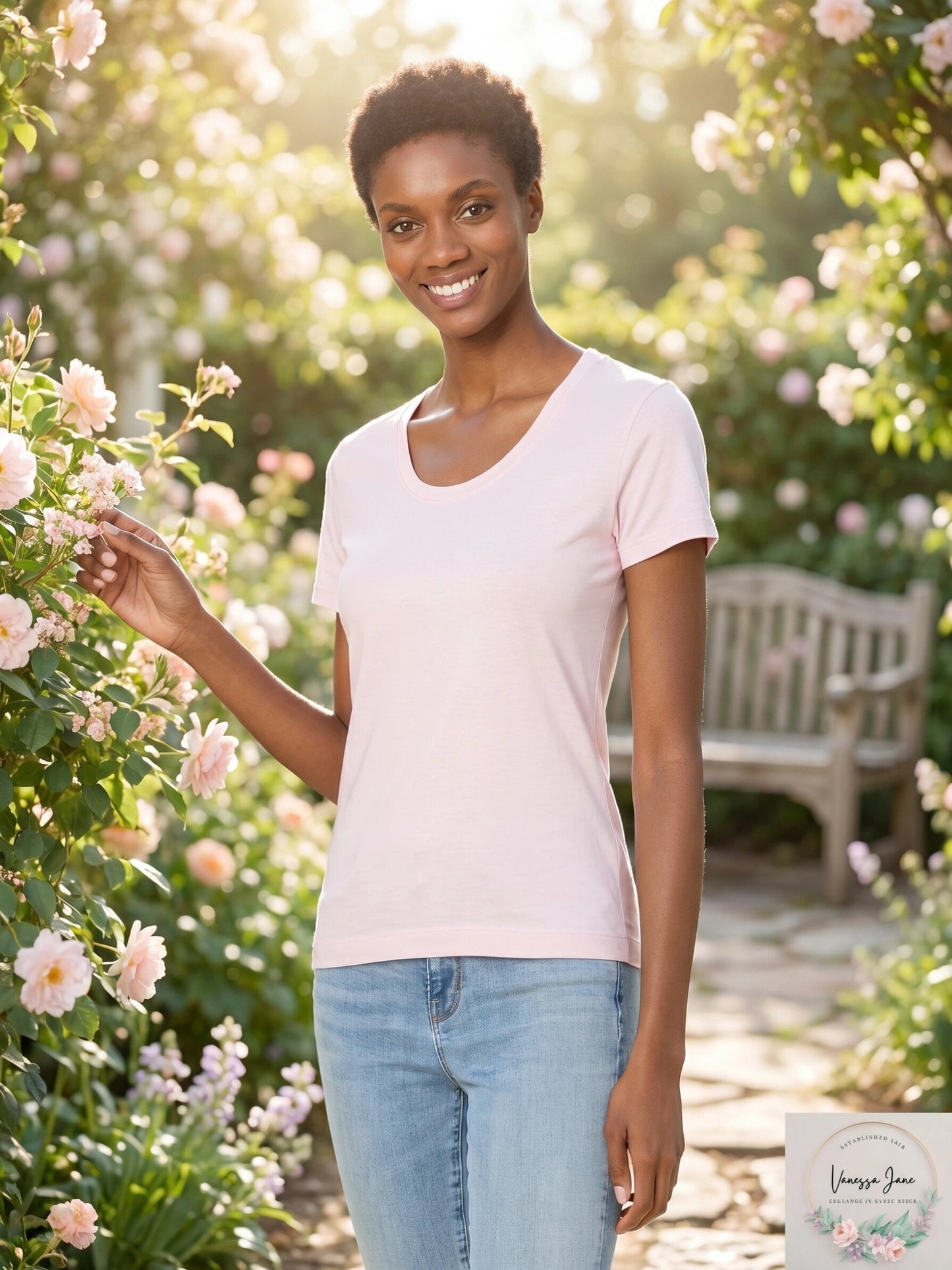 Three Dots Cotton Scoop Neck Tee