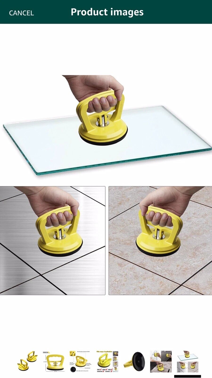 FCHO Glass Suction Cup Heavy Duty Aluminum Vacuum Plate Puller Handle Holder Hoo