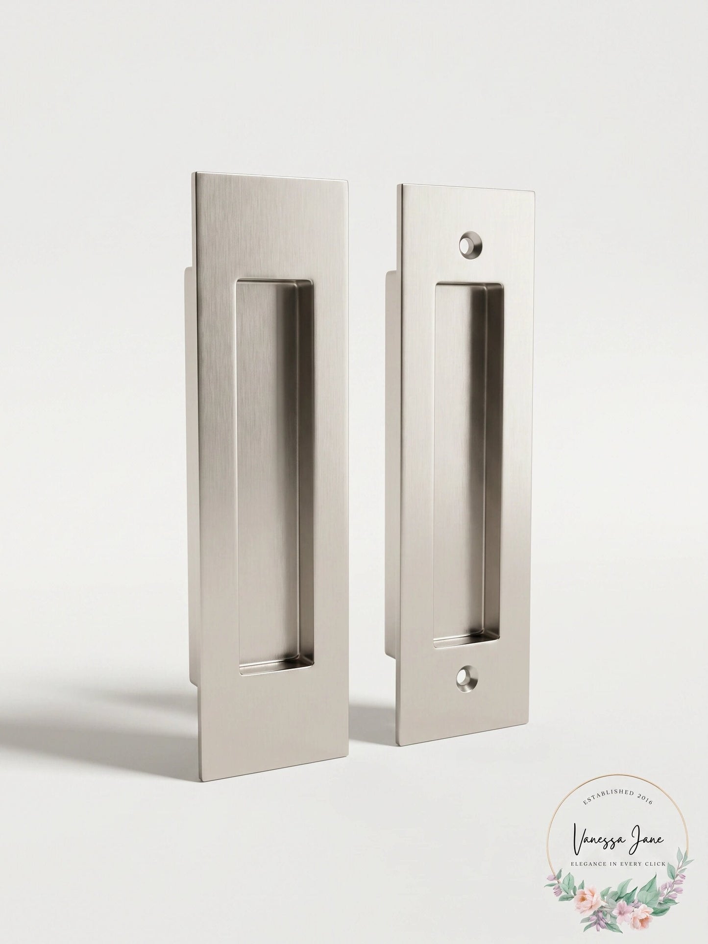 Emtek Dummy Narrow Modern Rectangular Pocket Door Handle Set