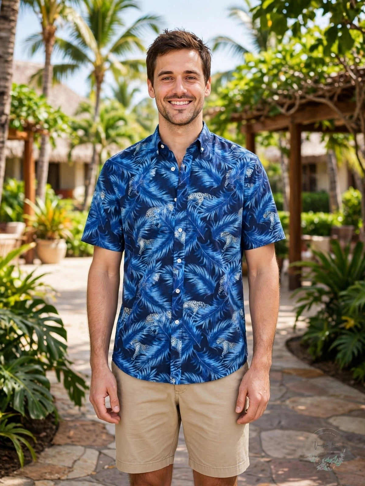 Club Room Mens Stretch Cheetah-Print Jungle Shirt