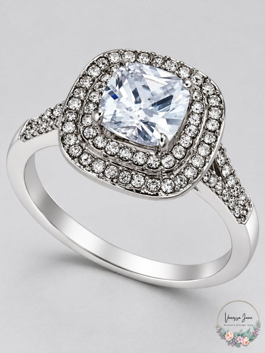 Charter Club Double Halo Crystal Center Ring