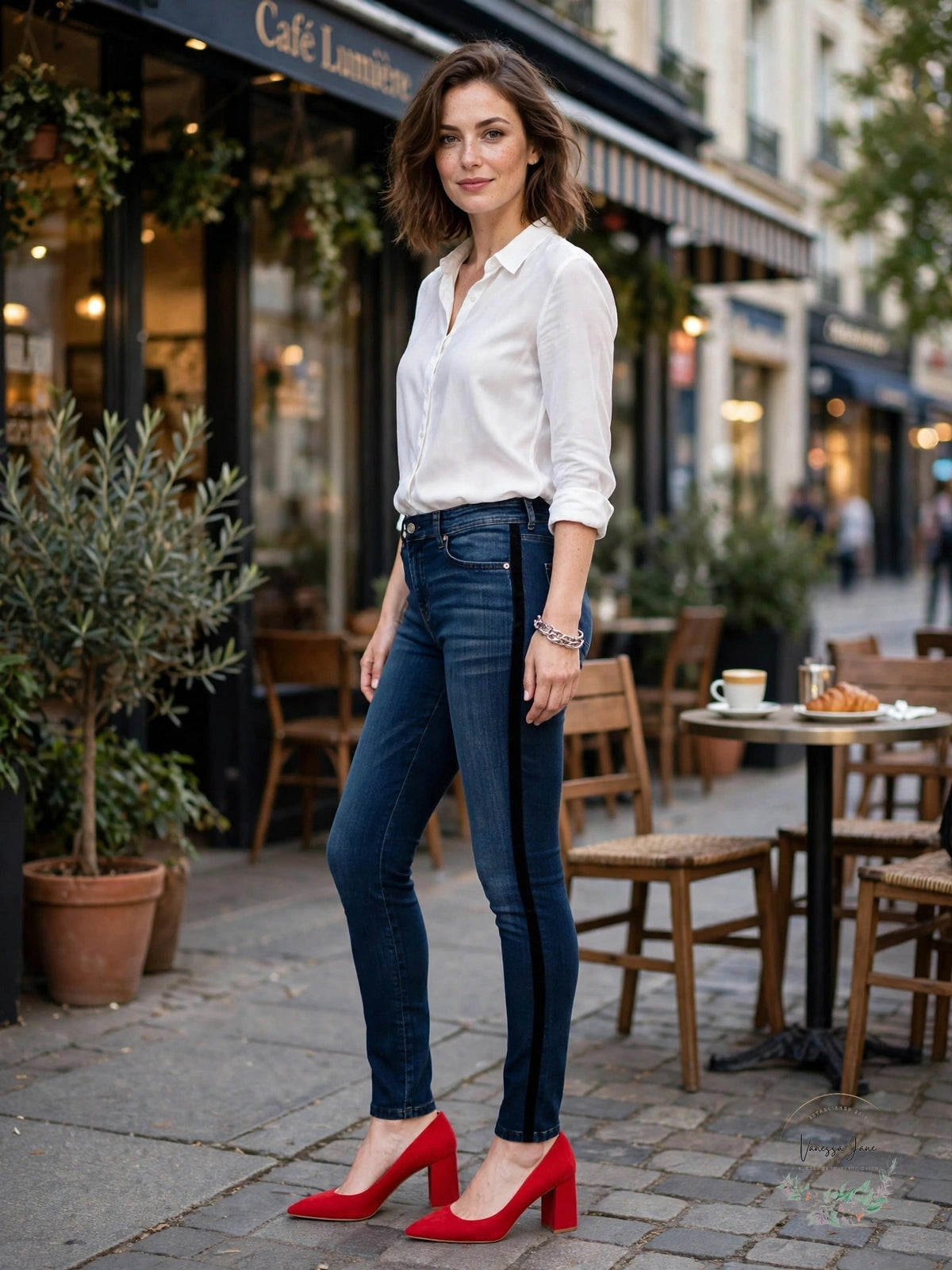 I.n.c. Women's Petite Velvet Racing Stripe Jeans