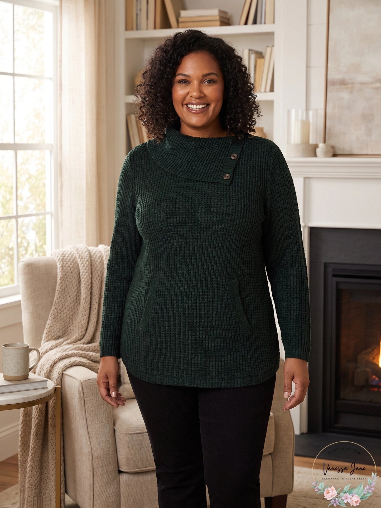 Style & Co. Womens Marled Envelope Neck Pullover Sweater