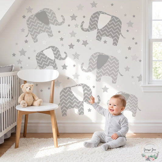 WallPops Elephants - a Ton of Love Wall Art Kit 78 Pieces