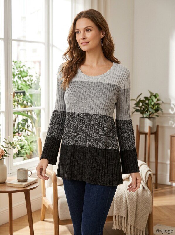 Style & Co Women's Striped Bell-Sleeve Tunic, XXL/Grey