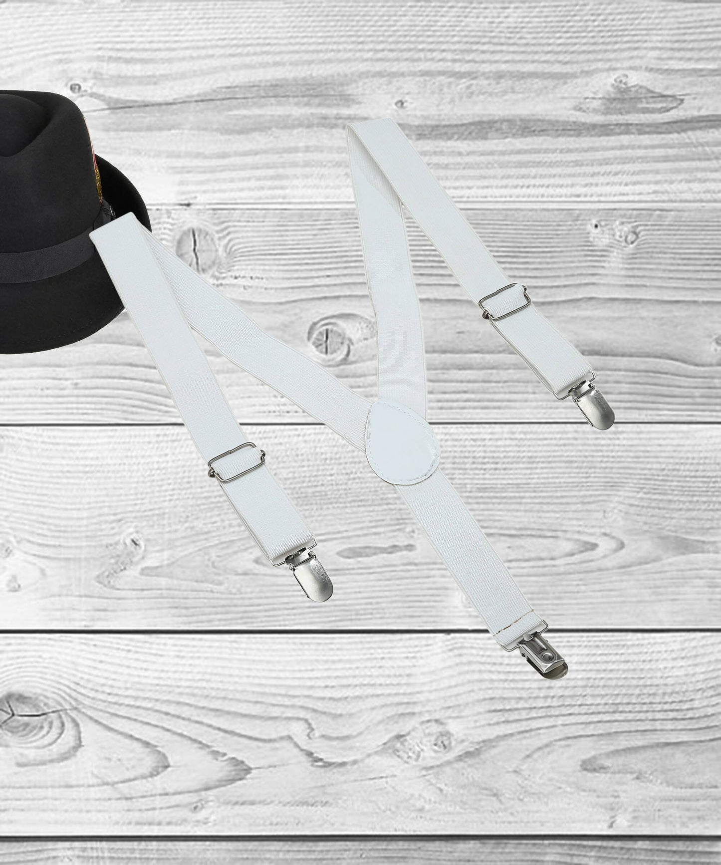 Manet Boys Solid Suspenders - White
