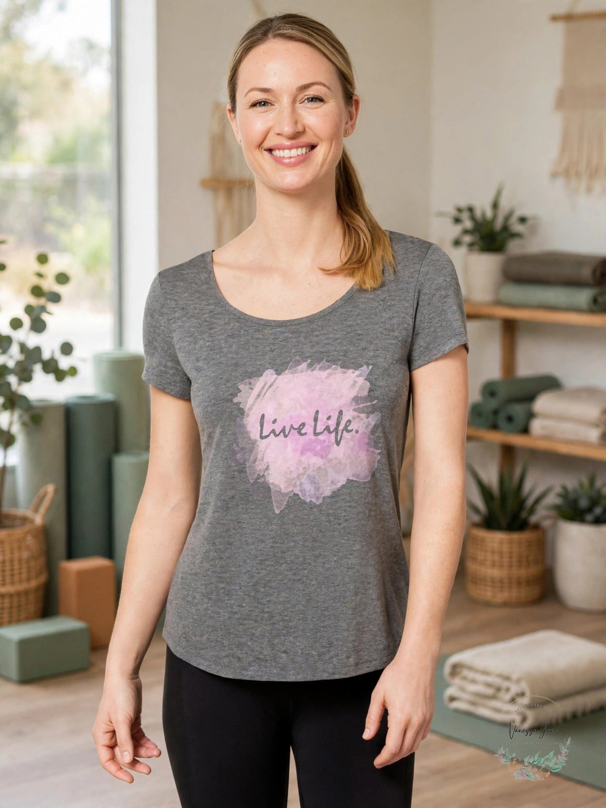 Ideology Womens Criss-Cross Back Active Wear T-Shirt