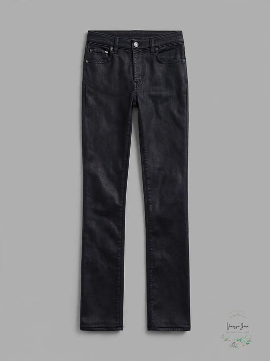 Lauren Ralph Lauren Mid-Rise Straight Jeans – Coated Navy Wash