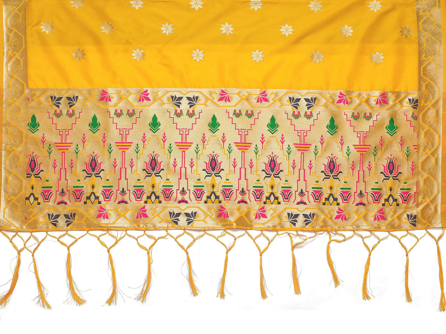 Mimosa Women's Floral Art Silk Gold Dupatta