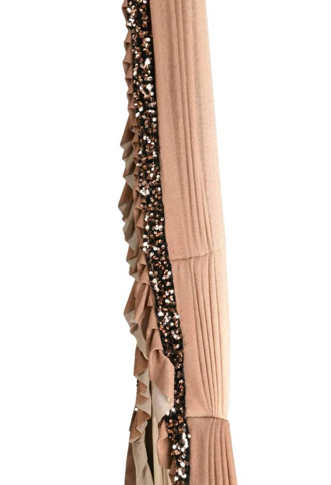 Mominos Fashion All Season Wear Camel Colour Shaded Ruffled Ready To Wear Saree