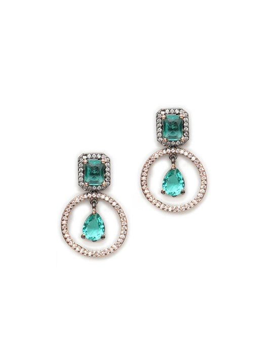 Stone kundan earrings (green) - Ruby Raang