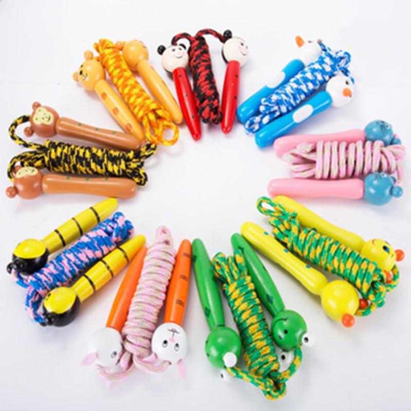 Kids Jump Rope With Wood Handle Children Skipping Ropes Gym Fitness Equipment Jump Ropes For Girls Boys Skipping Rope For Kids With Wooden Handle Cotton Braided Outdoor Fun Activity For Exercise Fitness