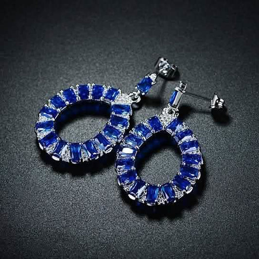 Lab-Created Teardrop Chandelier Earrings in Rhodium Plated