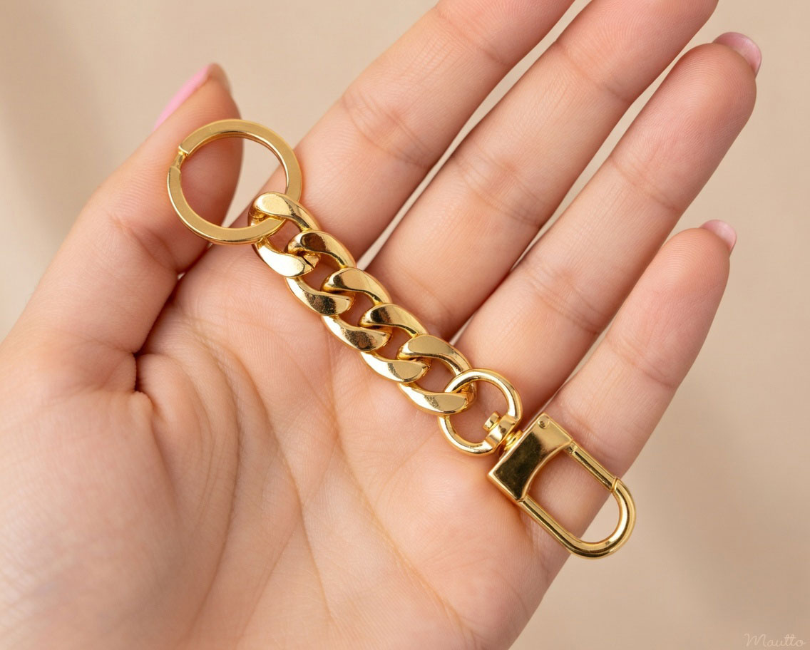 Chain Strap Extender Handbag Accessory - Luxury Chunky Large Links with Keyring Tether, Multi-use Extension, Lengthen Purse Strap