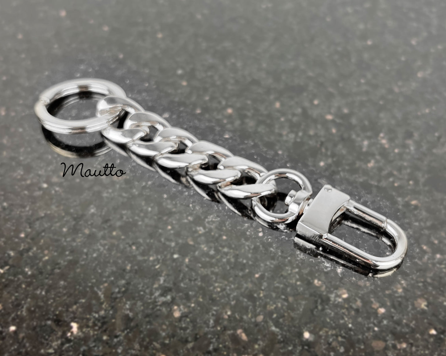 Chain Strap Extender Handbag Accessory - Luxury Chunky Large Links with Keyring Tether, Multi-use Extension, Lengthen Purse Strap