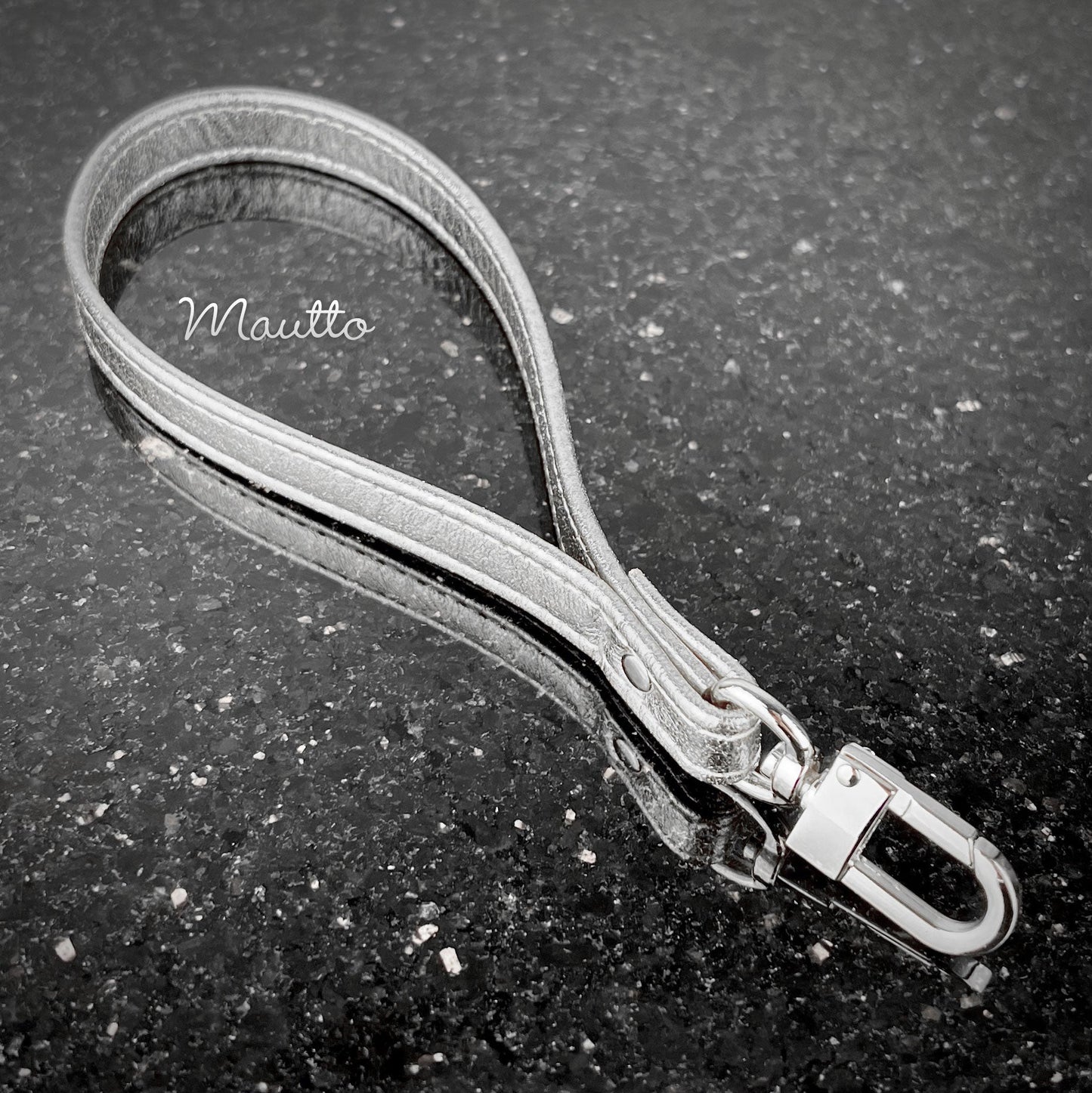 Metallic Leather Wrist Strap & Keychain Accessory - Gold, Beige or Silver Glamorous Shiny Leather