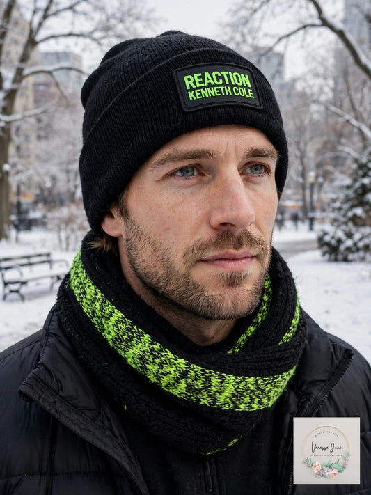 Kenneth Cole Reaction Men’s Neon Beanie and Scarf Set, OS