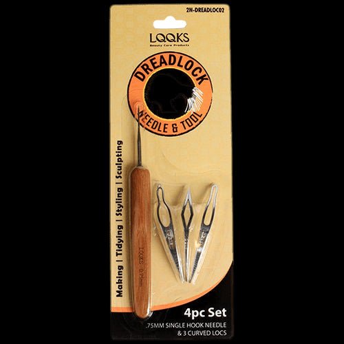 LQQKS CURVED DREADLOCK TOOL 3PC + BAMBOO CROCHET SINGLE HOOK