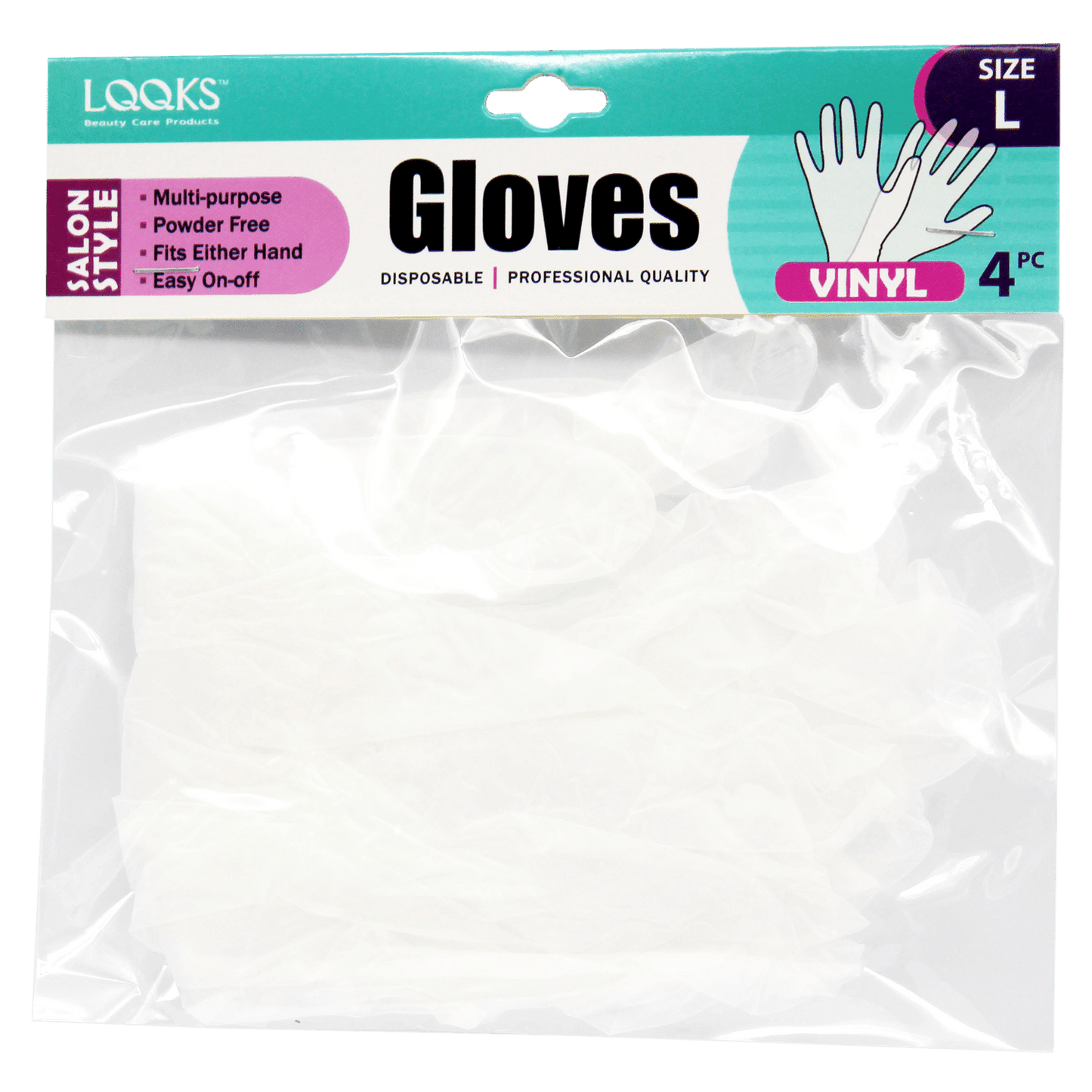 LQQKS VINYL GLOVES  4PC