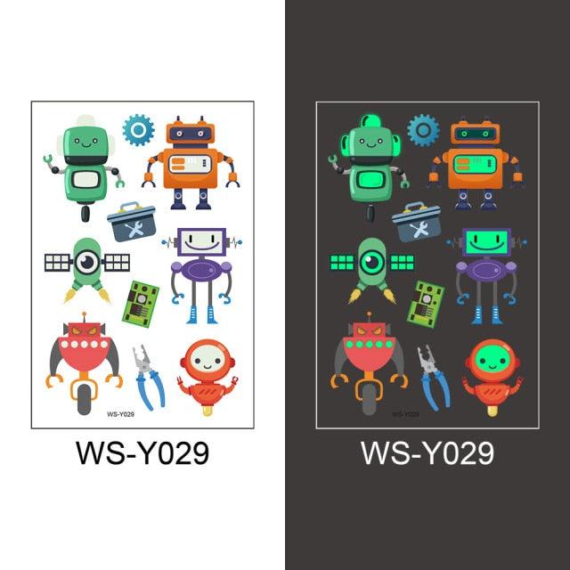 Luminous Tattoo Stickers Temporary Animal Tattoos Glow Paste on Face Arm Leg Fluorescent Waterproof Fake Tattoo For Kids Girls