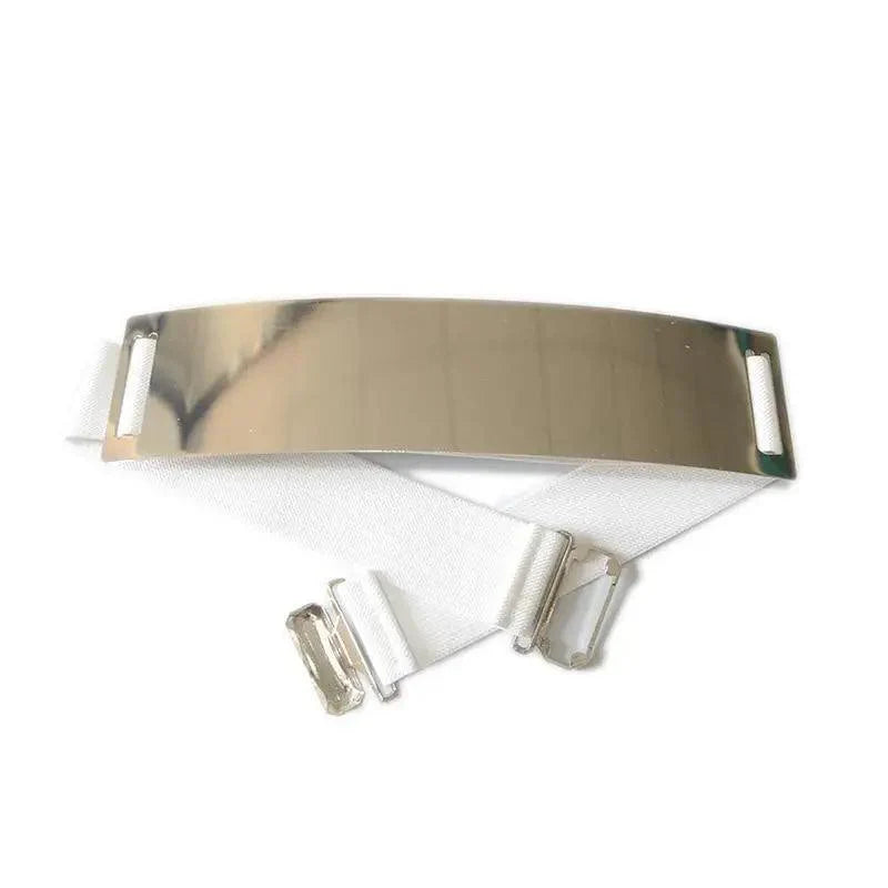 Luxurious Gold Wide Strap Elastic Belts For Women Elegant Metal Polished Plain Gold Belt Black Wide Strap Waistband for Women