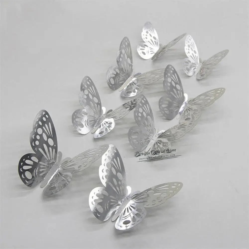 Luxury 3D Wall Stunning 12Pcs 4D Hollow Butterfly Wall Sticker Home Decoration Wall Stickers wedding Party Wedding Decors Butterfly Kids Room Decors
