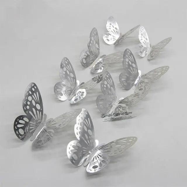 Luxury 3D Wall Stunning 12Pcs 4D Hollow Butterfly Wall Sticker Home Decoration Wall Stickers wedding Party Wedding Decors Butterfly Kids Room Decors
