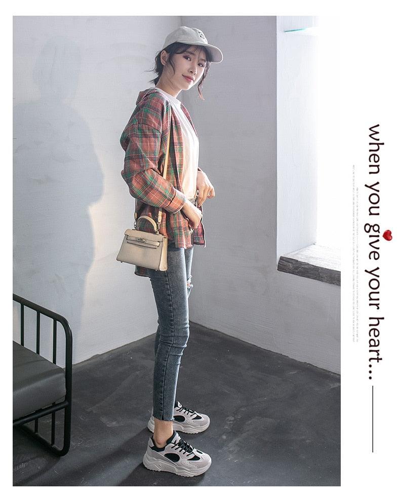 Luxury Sneakers Women Thick Bottom Round Toe Breathing Chunky Platform Sneakers