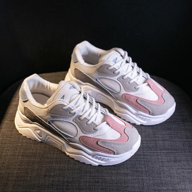Luxury Sneakers Women Thick Bottom Round Toe Breathing Chunky Platform Sneakers