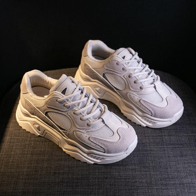 Luxury Sneakers Women Thick Bottom Round Toe Breathing Chunky Platform Sneakers