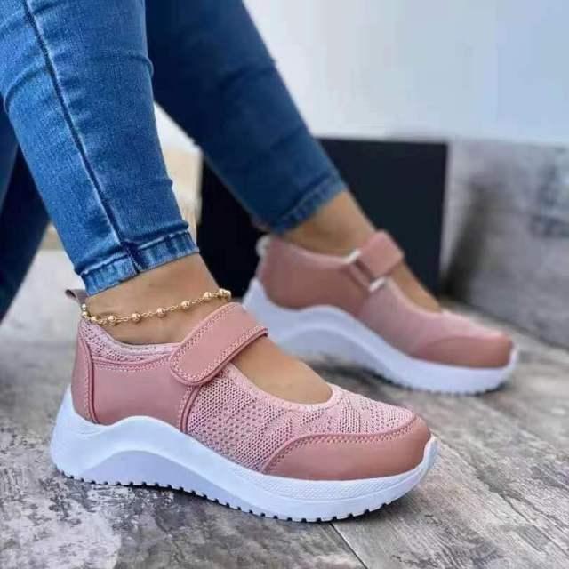 Luxury Summer Red Casual Sport Breathable Mesh Platform Vulcanize Non Slip Women's Casual Flats Shoes