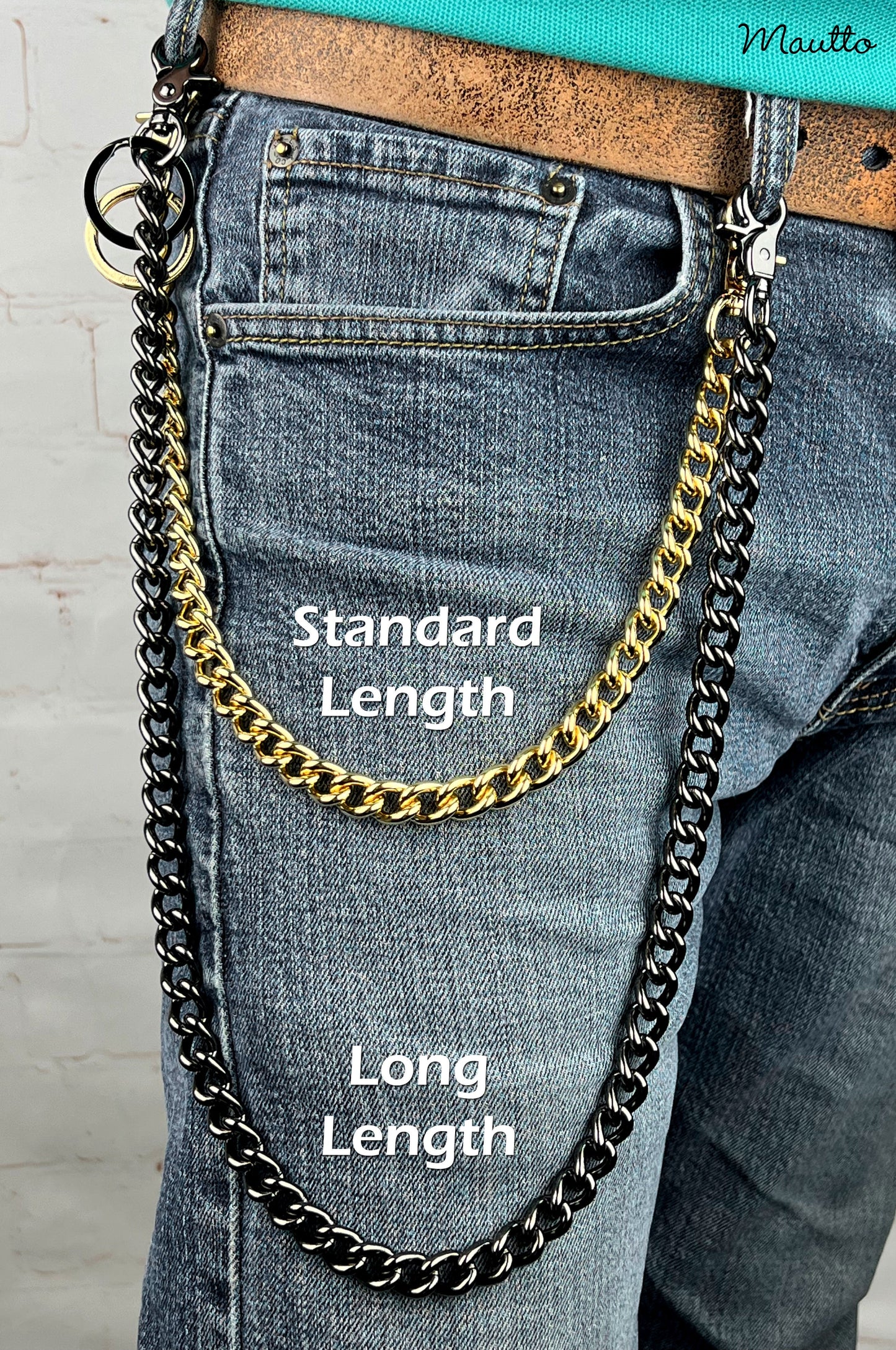 Heavy-duty Wallet Chain / Key Tether - Standard & Long Lengths - Removable Keyring