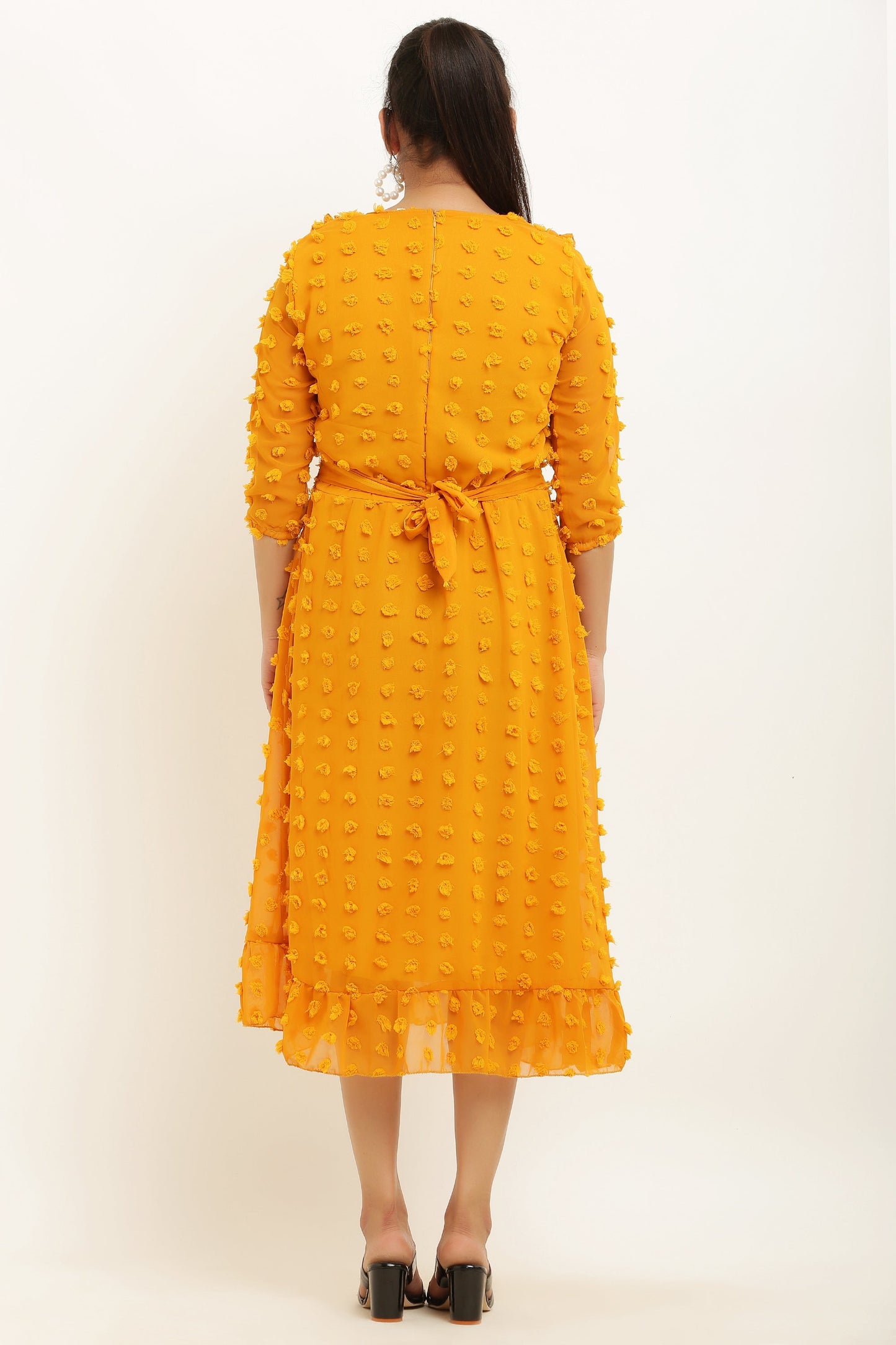 PAVONINE Buta-Design Mustard Dress For Girls & Women