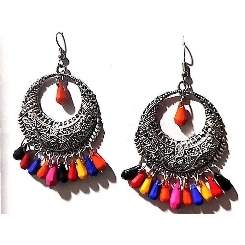 MS Fashion India Latest Fashion Party Wear Chandbali Oxidized Silver Earrings