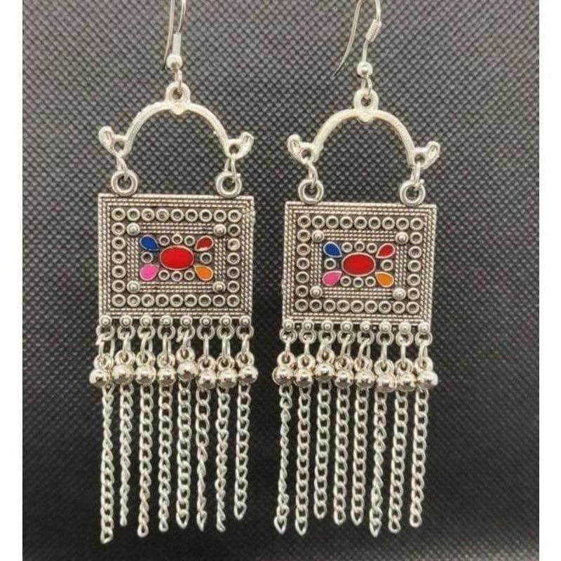 MS Fashion India Party Wear Square Earrings Hanging Chains