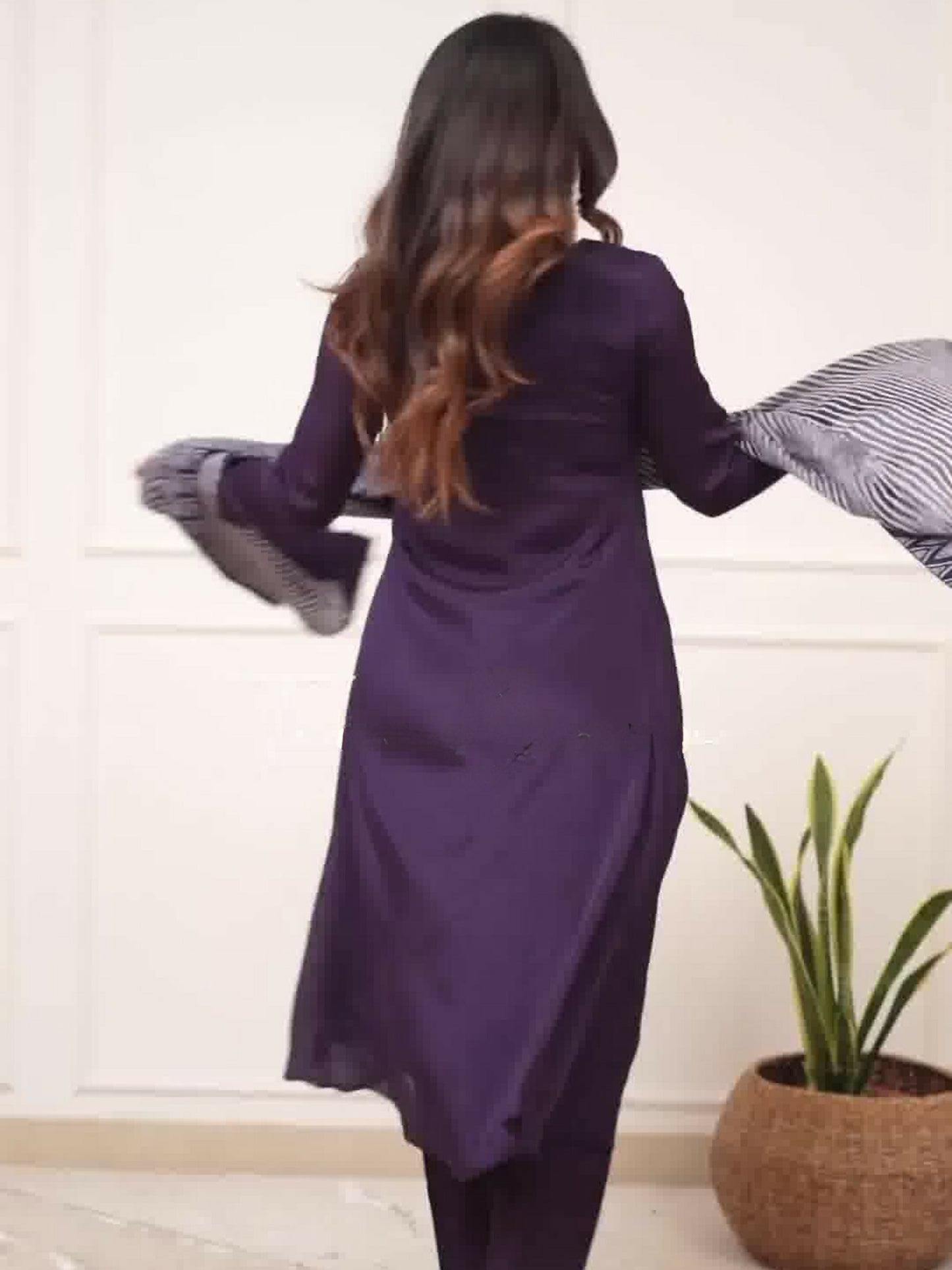 Partywear Designer Viscose Silk With Lining Wine Stitched Suit With Dupatta - Tanisha
