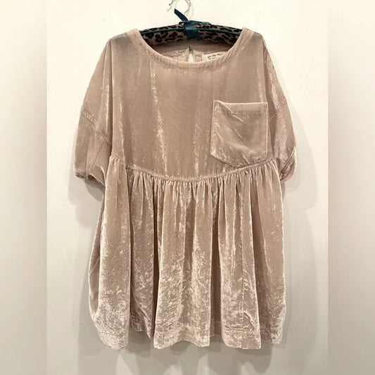 We The Free Moon City Velvet Babydoll Top, Small