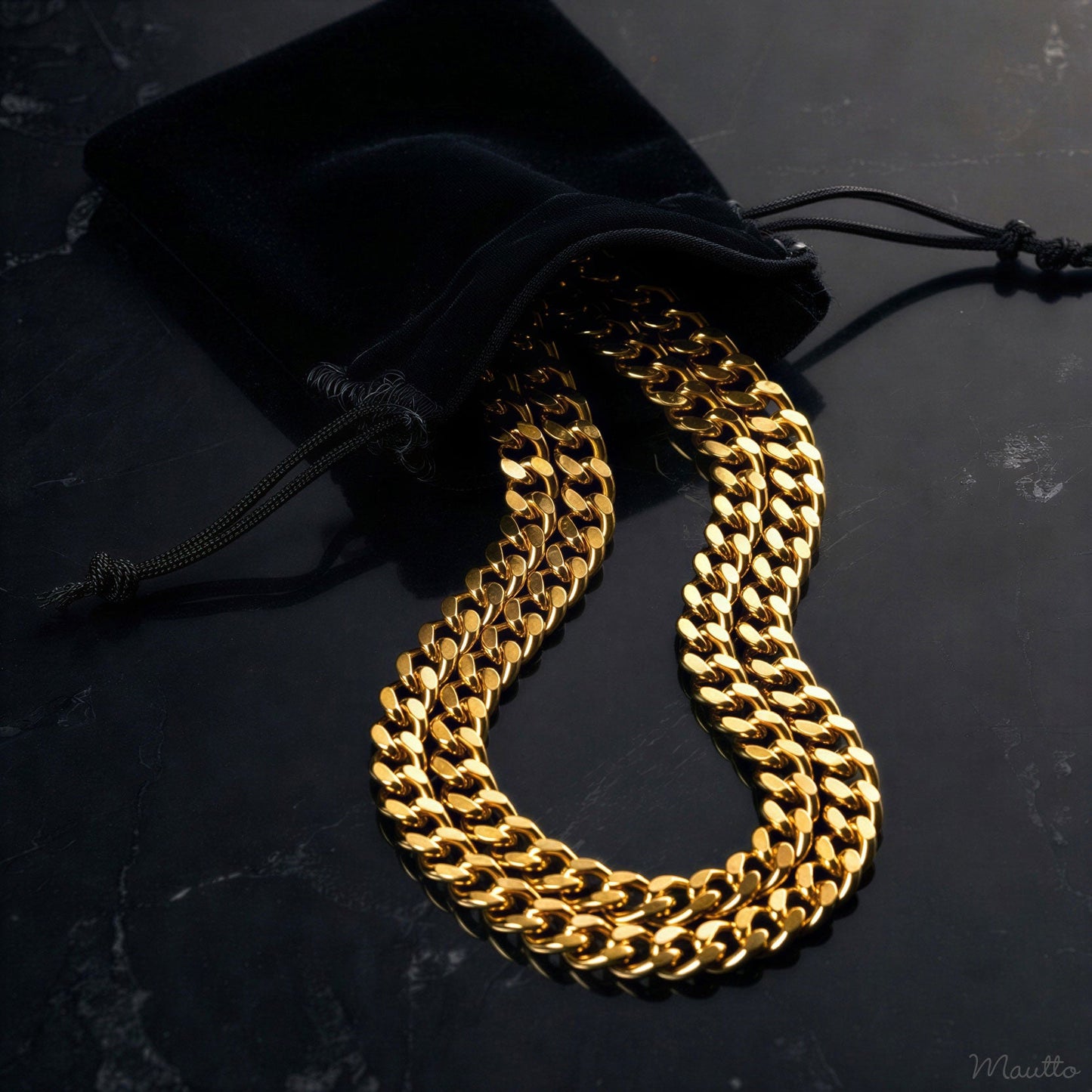 Thick Fancy Link Curb Chain with Diamond Cut Accents, Gold-tone Finish - 3/8 inch (9mm) Wide Luxury Chain Strap - Handle to Crossbody Lengths