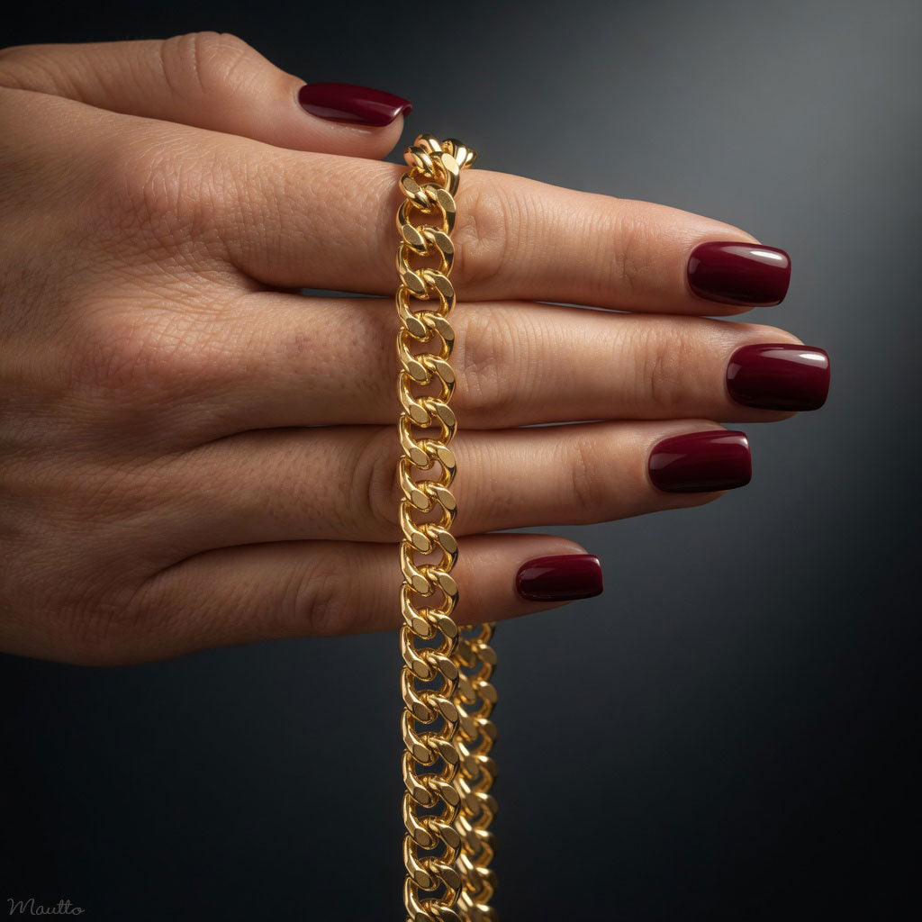 Thick Fancy Link Curb Chain with Diamond Cut Accents, Gold-tone Finish - 3/8 inch (9mm) Wide Luxury Chain Strap - Handle to Crossbody Lengths