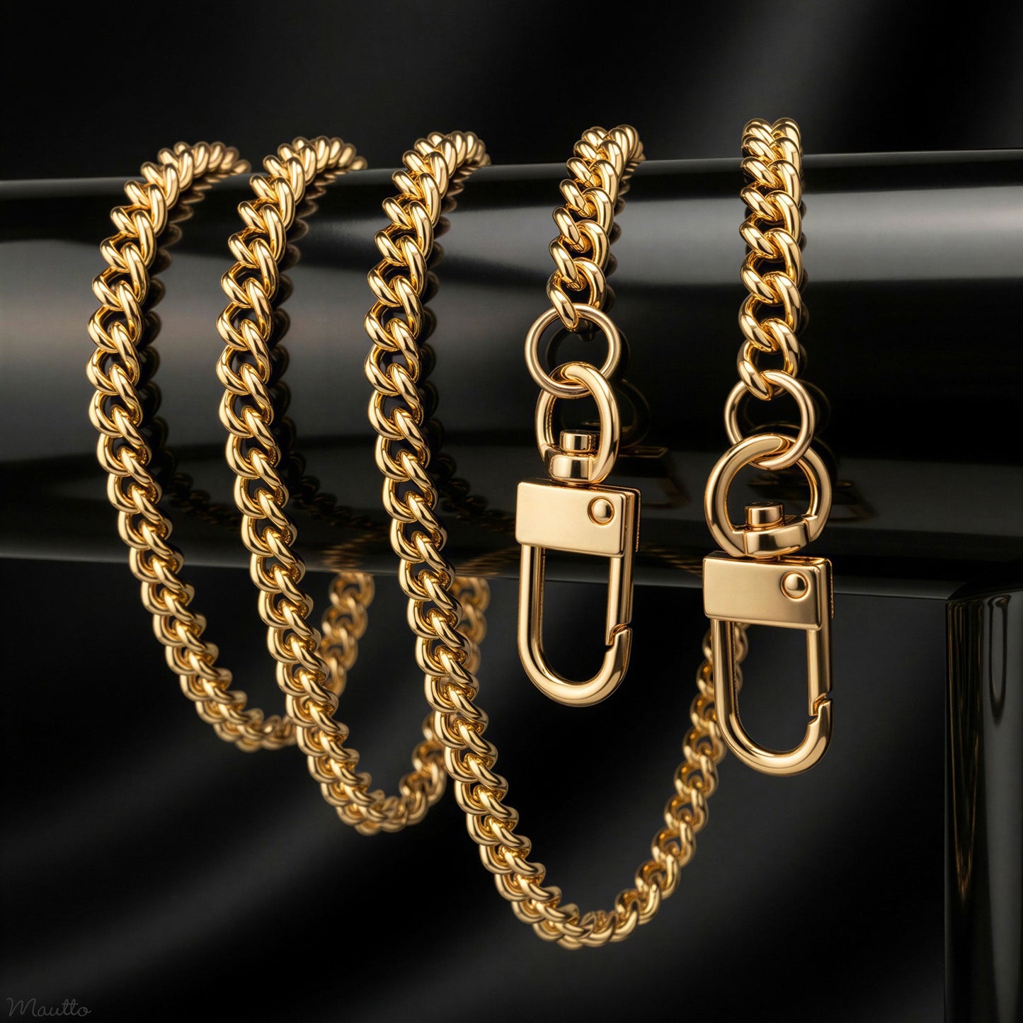 Mini Classic Curb Chain, Gold-tone Finish - 1/4 inch (6mm) Petite Luxury Chain Strap - Handle to Crossbody - Bandolier Phone Strap