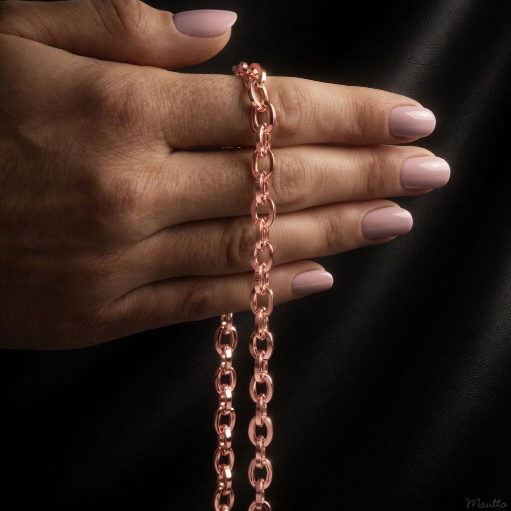 Mini Elongated Box Chain, Rose Gold / Copper Finish - 1/4 inch (7mm) Wide Luxury Chain Strap - Handle to Crossbody Lengths